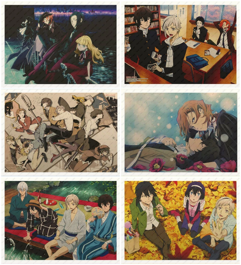 

Bungou Stray Dogs Yellow kraft poster Poster wall sticker Japanese Anime Poster Decorative paintings