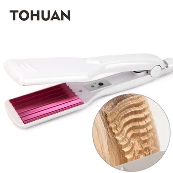 オンライン TOHUAN 波ふわふわトタン高速加熱髪フラットアイロン波圧着ヘアアイロンコルゲーションヘア髪型ツール