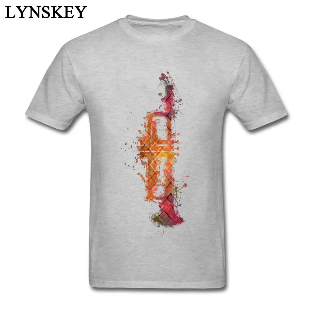 Discount Cool Summer Fall Trumpet Short Sleeve T Shirts All Cotton Round Neck Mens Tops Tees Classic Tee-Shirt Top Quality Trumpet grey