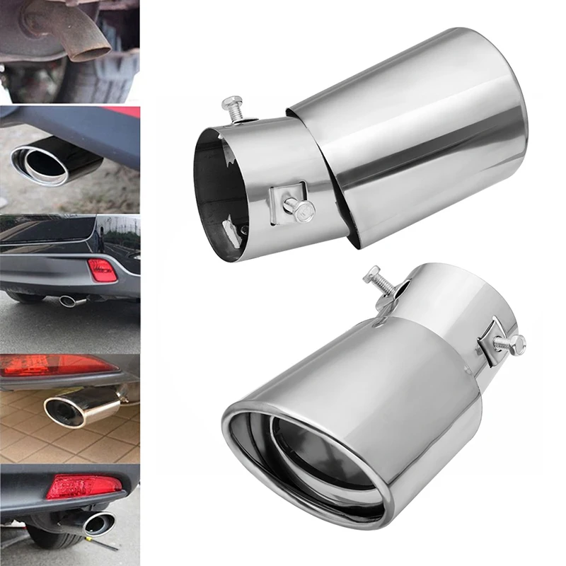 

Universal 1.8-2.2T Car Exhaust Pipe Modified 63mm Stainless Steel Round Tail Tubes Muffler System Chrome