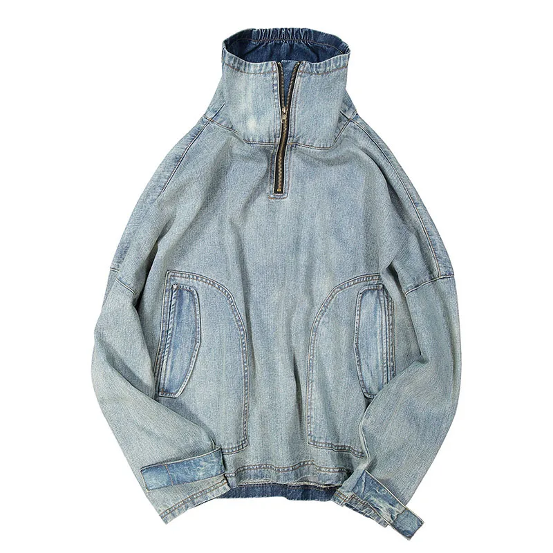 Masculine Jacket Sweatshirt Streetwear Denim Jacket for Men Hip Hop