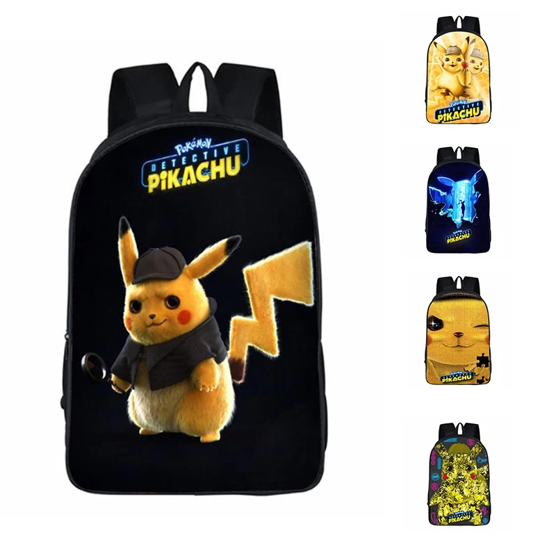 

16 Inch Kids School Backpacks Detective Pikachu Children Bagpack Toddler Backpacks Boys Girls School Bags Lovely Pikachu Mochila