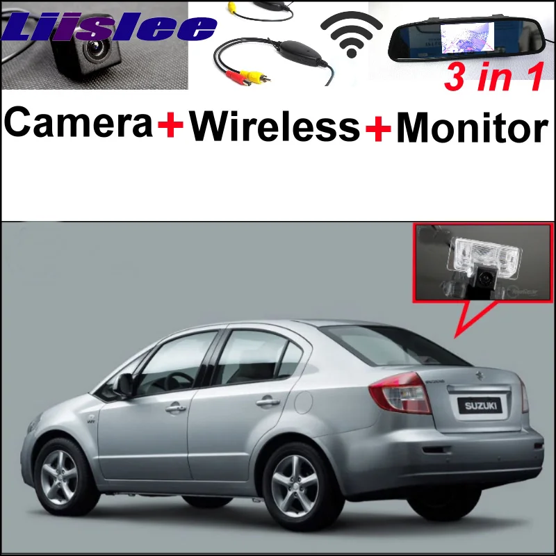 

3 in1 Special Rear View Camera + Wireless Receiver + Mirror Monitor Easy DIY Back Up Parking System For Suzuki SX4 SX-4 SX 4