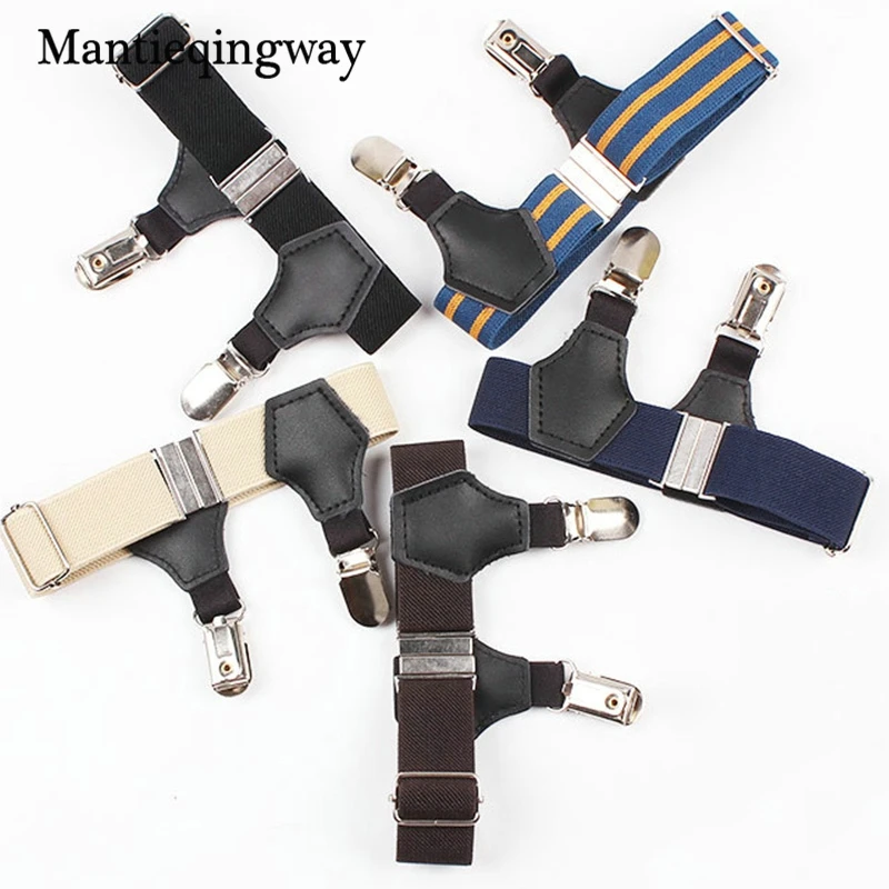 Mantieqingway модные Solid & Striped 2,5 см Регулируемые подтяжки для Для мужчин носок подвязки унисекс водоотталкивающий ремень tirantes Hombre