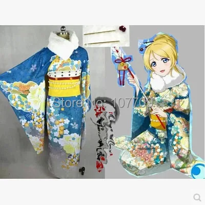 

Love Live! School Idol Project Ayase Eli Cos Anime Party Cosplay Costume Uniform New Year Lolita Printing Kimono Clothing