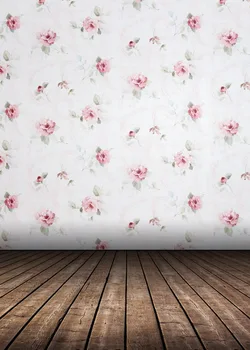 

Elegant Vinyl flowers wall wooden floor photography backdrops for wedding kids photo studio portrait photographic backgrounds