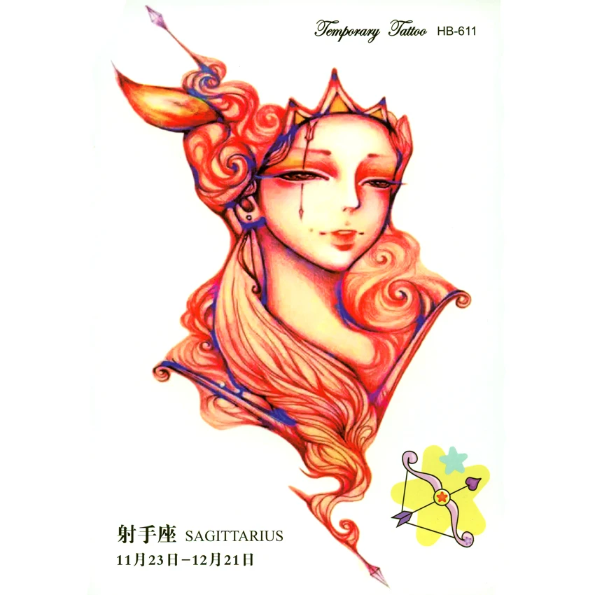 

3pcs Sagittarius Zodiac temporary tattoos men maquiagem tatoo temporary stickers tatuajes temporales henna tattoo sleeves xha