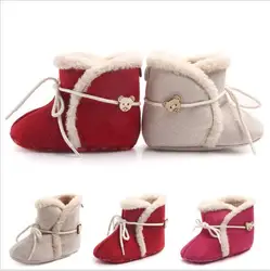 Мода 2017 г. зимние Обувь для младенцев Девичьи зимние сапоги младенцев теплый флис Обувь для малышей
