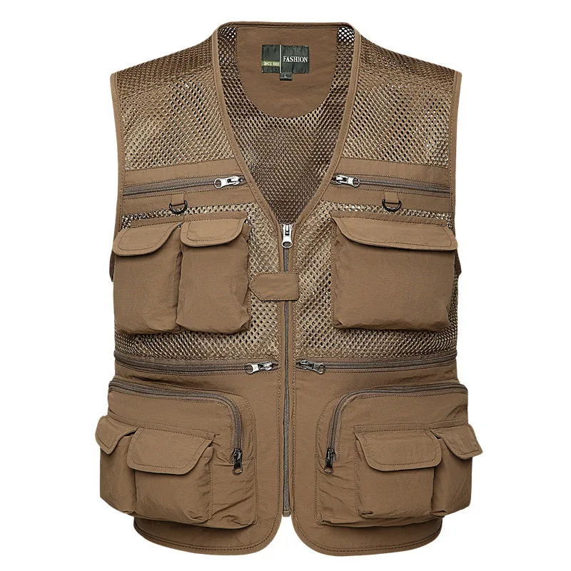 

Summer Mesh Vest for Men Spring Autumn Male Casual Thin Breathable Multi Pocket Waistcoat Mens Baggy 5XL Vest with Many Pockets