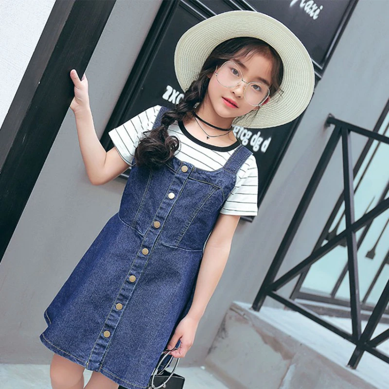 

Teenager Girls Summer Dresses 2017 New Dresses for Girls 3 to 15 Years Cotton Girls Denim Dress Toddler Girls TuTu Party Dress