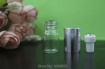 Transparent Glass bottle with Silver Cap, 2ml Glass ball bottle, Steel bead Roller Bottle, 2ml Essence Oil Bottle, 100pcs/Lot Transparent Glass bottle with Silver Cap, 2ml Glass ball bottle, Steel bead Roller Bottle, 2ml Essence Oil Bottle, 100pcs/Lot