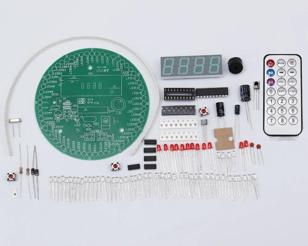 Набор для творчества с дистанционным управлением, многофункциональные вращающиеся электронные часы, набор для самостоятельной сборки, светодиодные часы, электронные мини-часы