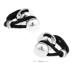 Elegant Brown PU Leather String Brass Cufflinks - Unique Designer Style (Silver)