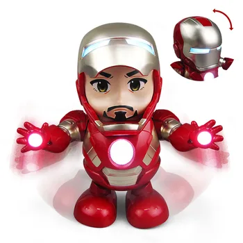 

New Avenger Q version Hero Dance Iron Man Robot Lighting Music Electric Toy For Children