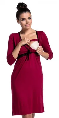 Уход пижамы Кружева пояса v-образным вырезом для беременных ночная рубашка для грудного вскармливания платье Для женщин для беременных пижамы для Беременность одежда для сна - Цвет: Красный