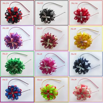 

18 pcs BLESSING Girl Modern Style Hair Accessories Headband 3.5" D- Bird's Nest Hair Bow 158 No.