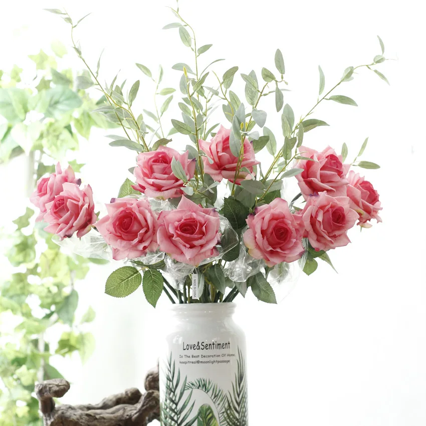 Настоящее прикосновение Розы Искусственные цветы одна ветка для свадебного украшения для домашней вечеринки искусственный цветок Роза съемная