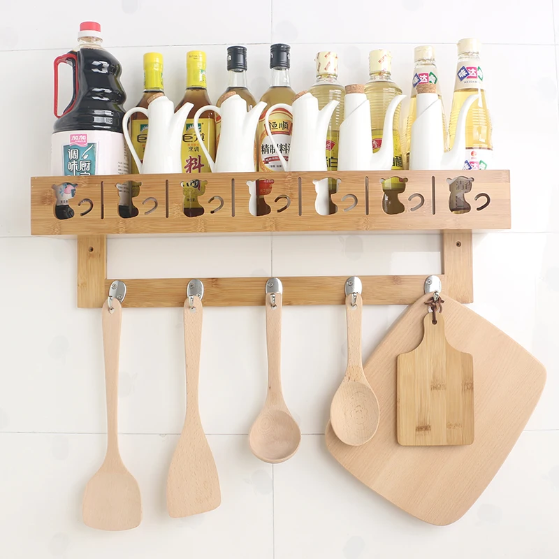 Kitchen rack rack rack storage rack wall-mounted space-saving pendant multifunctional wall perforated seasoning rack Lu5177