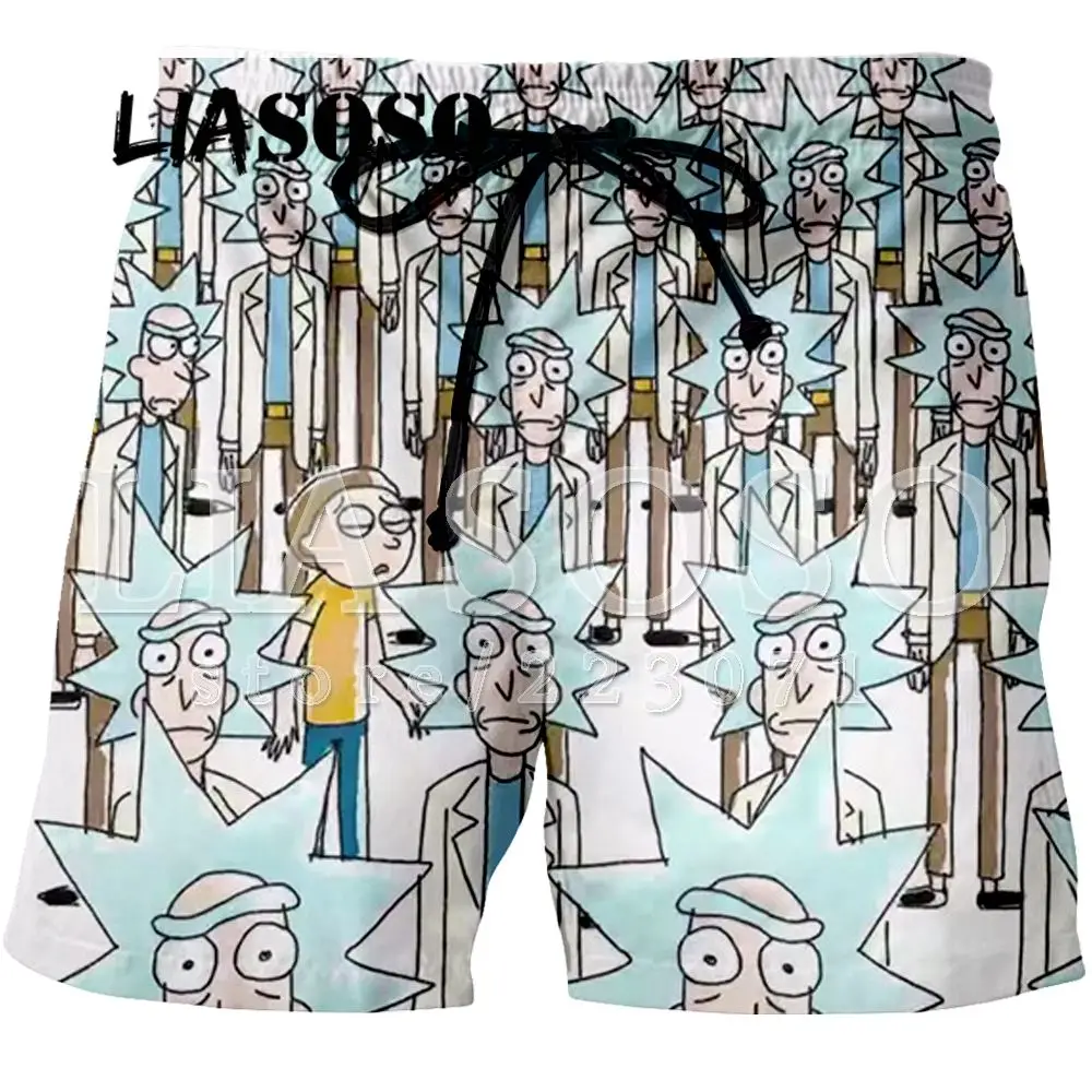Мужские и женские шорты LIASOSO летние пляжные с 3D рисунком Рика Морти брендовая