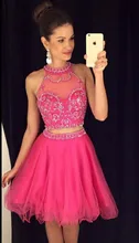 Heißer Verkauf Süße 2 Stücke Short Prom Dresses Perlen Top mit Tüll Rock Homecoming Cocktail Party Kleider vestidos de baile
