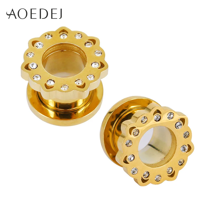 AOEDEJ 8 10mm Crystal Ear Stretchers Plugs And Tunnels Men Stainless