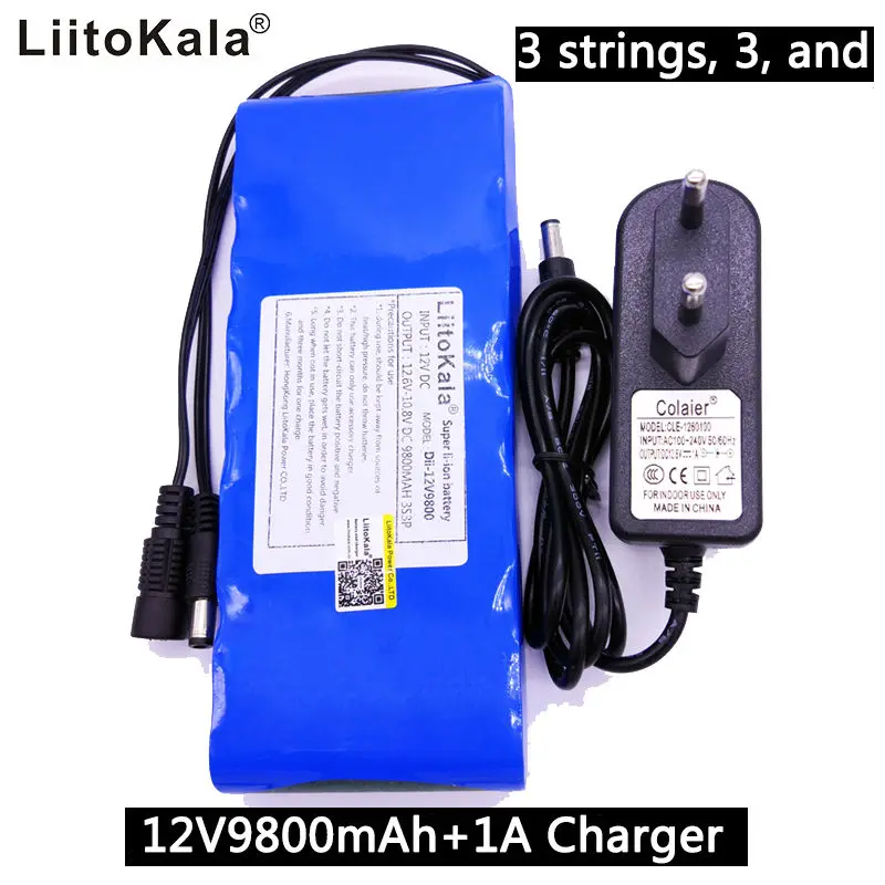 

Liitokala 12V 9800mAh battery pack 18650 lithium-ion battery bms large capacity monitoring equipment power supply 1A charger