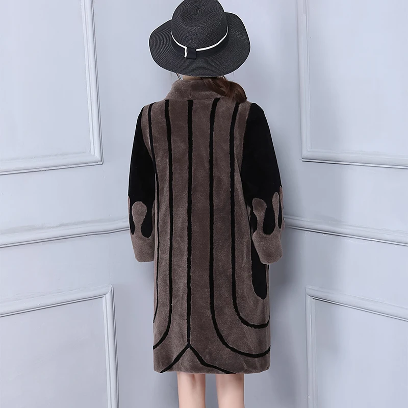 Nerazzurri зимнее пальто из натурального меха для женщин в стиле пэчворк; модные длинные толстые теплые куртки из овечьей шерсти; шуба натуральный мех большого размера 5XL 6XL 7XL;полушубок Новинка года;шуба мутон