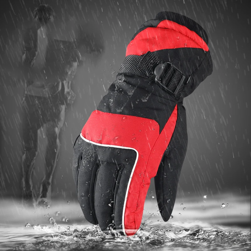Зимние теплые бархатные утепленные лыжные перчатки для мужчин и женщин, спортивные водонепроницаемые ветрозащитные нескользящие