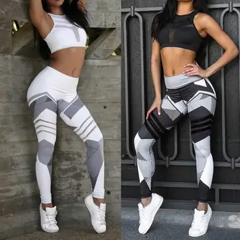 

EOEODOIT Quick Dry Leggings Women Fitness Sportwear Jeggin Digital Patchwork Print Breathable Workout Leggin High Waist