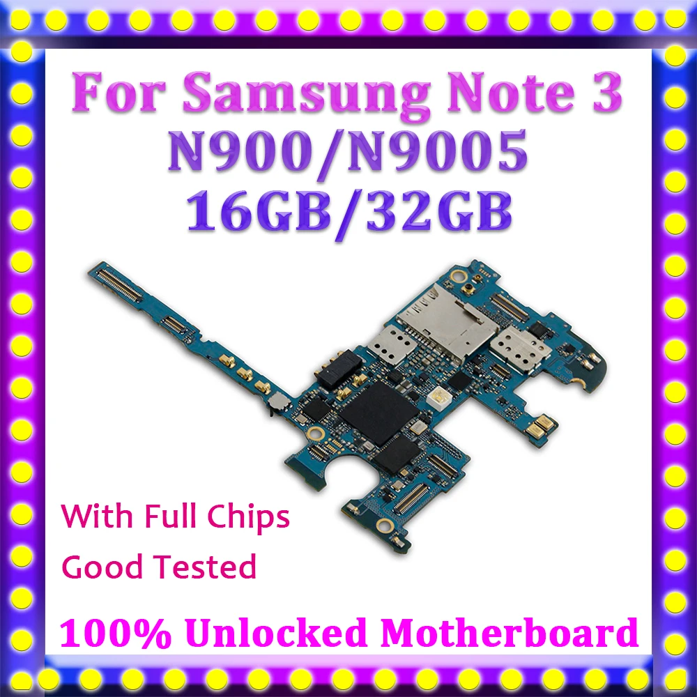 

TDHHX Full Function Mainboard Logic Board 16GB 32GB For Samsung Galaxy Note 3 N900 N9005 Motherboard With Android System