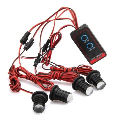 

TOYL 4pc Strobe Flashing 4 LED White Light for Car Motorcycle
