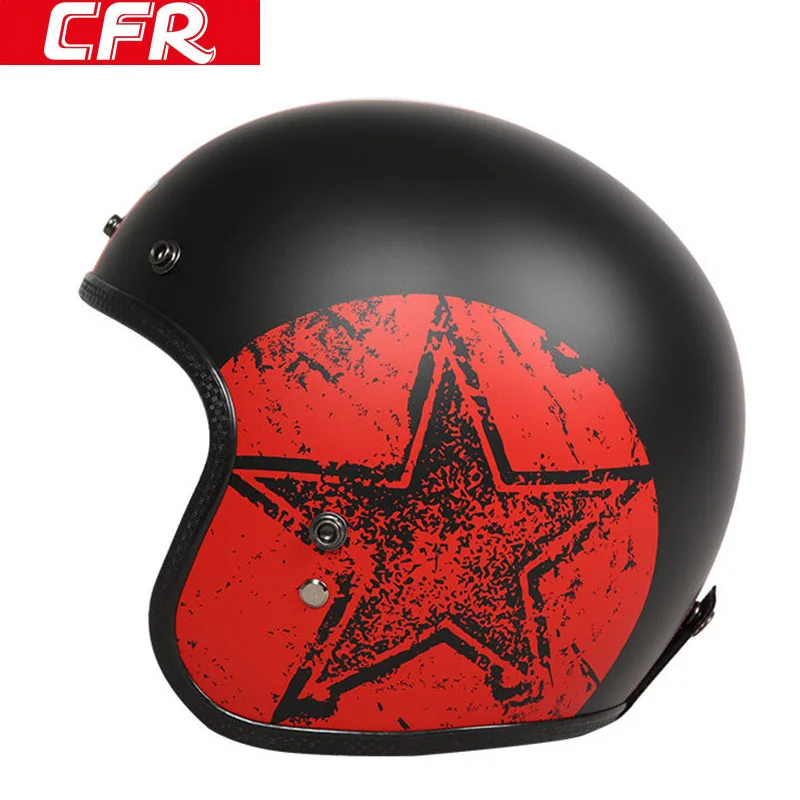 CFR Ретро стекловолокно реактивный шлем 3/4 открытый лицо мото rbike шлем локомотив полупокрытый moto Casco ECE одобренный - Цвет: Red stars