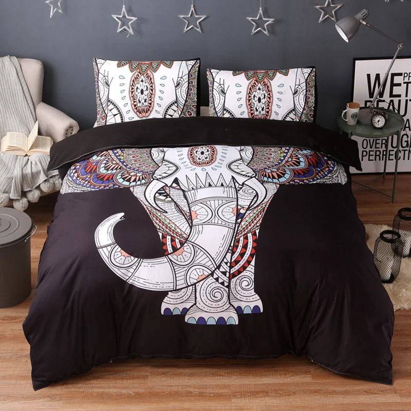 3D Elephant Bedding Set Bohemia Twin Full Queen King Duvet Cover with