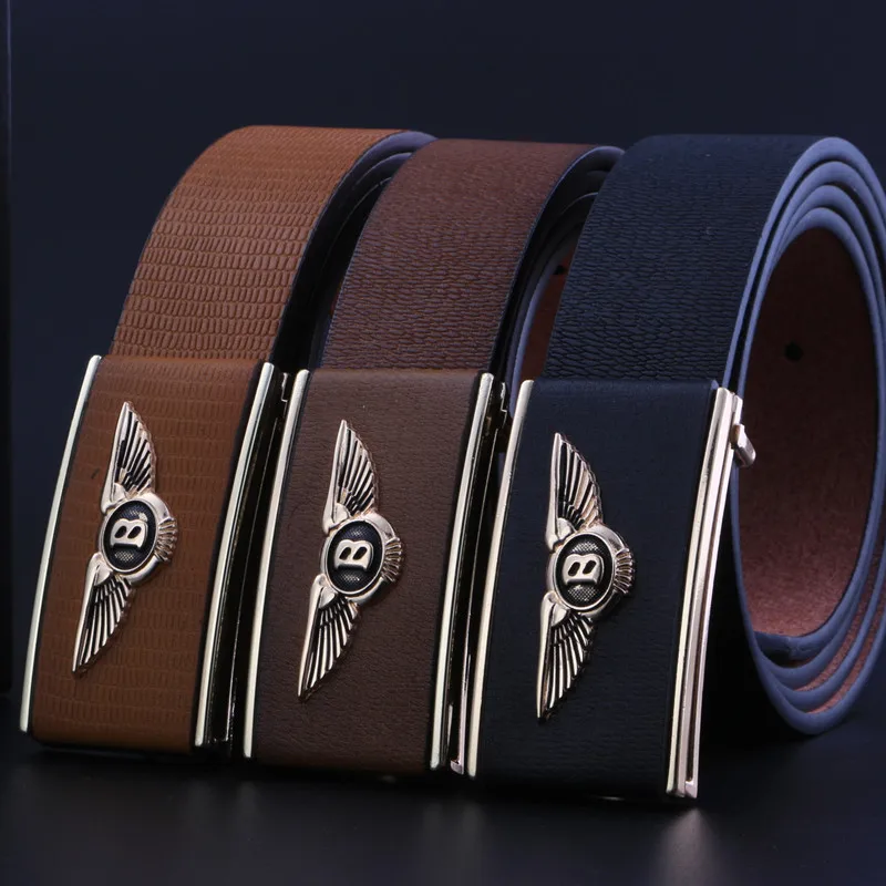 2016famous brand mens belts high quality smooth buckle Auto Logos belts