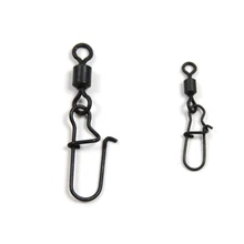 50 pcs Carp Fishing Tackle Matt Black Rolling Swivel with Snap Carp Brass Fishing Accessories