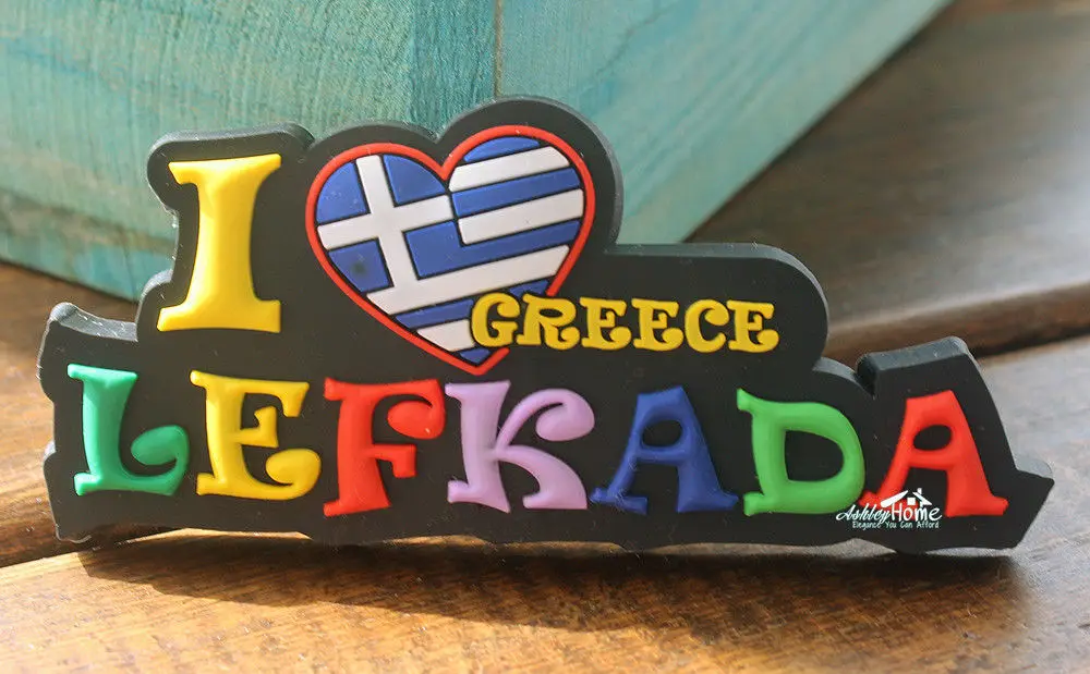 

Lefkada, I Love GREECE, Colorful Decorative Rubber Souvenir Refrigerator Magnet Travel GIFT