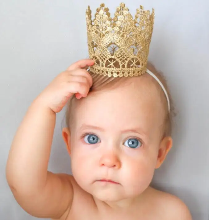 Счастливые первые шляпы для вечеринки по случаю Дня рождения декоративная крышка один день рождения шляпа Принцесса Корона 1-й 2-й 3-й год номер детские аксессуары для волос - Цвет: gold crown