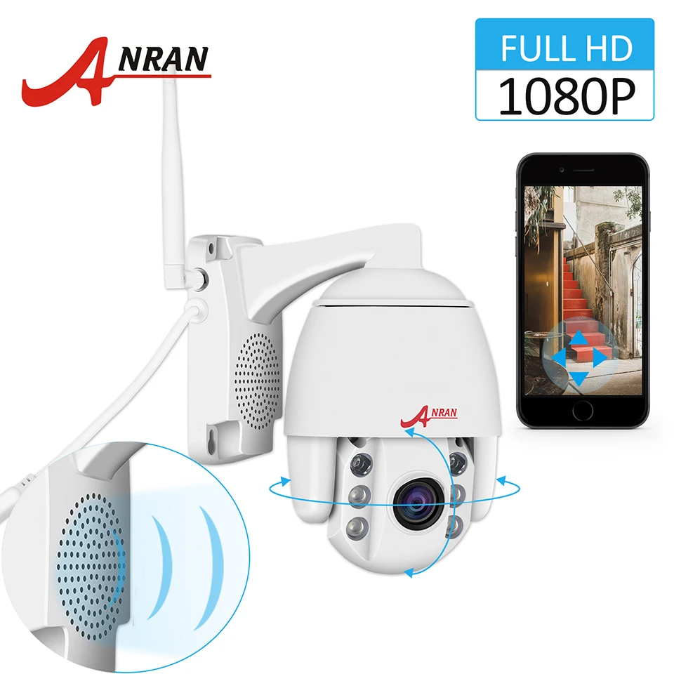 ANRAN 1080P HD IP 4xzoom 2,8-12 мм 2.0MP PTZ WI-FI безопасности Камера Системы наружного видеонаблюдения аудио сигнал тревоги электронной почты 64 Гб SD карты