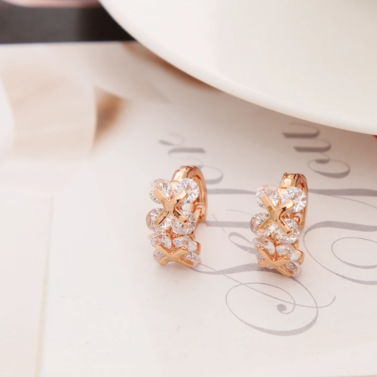 ZOSHI сверкающие круглые серьги-кольца цветок для женщин розовое золото цвет свадебные массивные ювелирные изделия Brincos