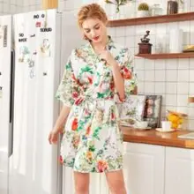 Женская Весенняя шелковая домашняя одежда для сна,, WP1058