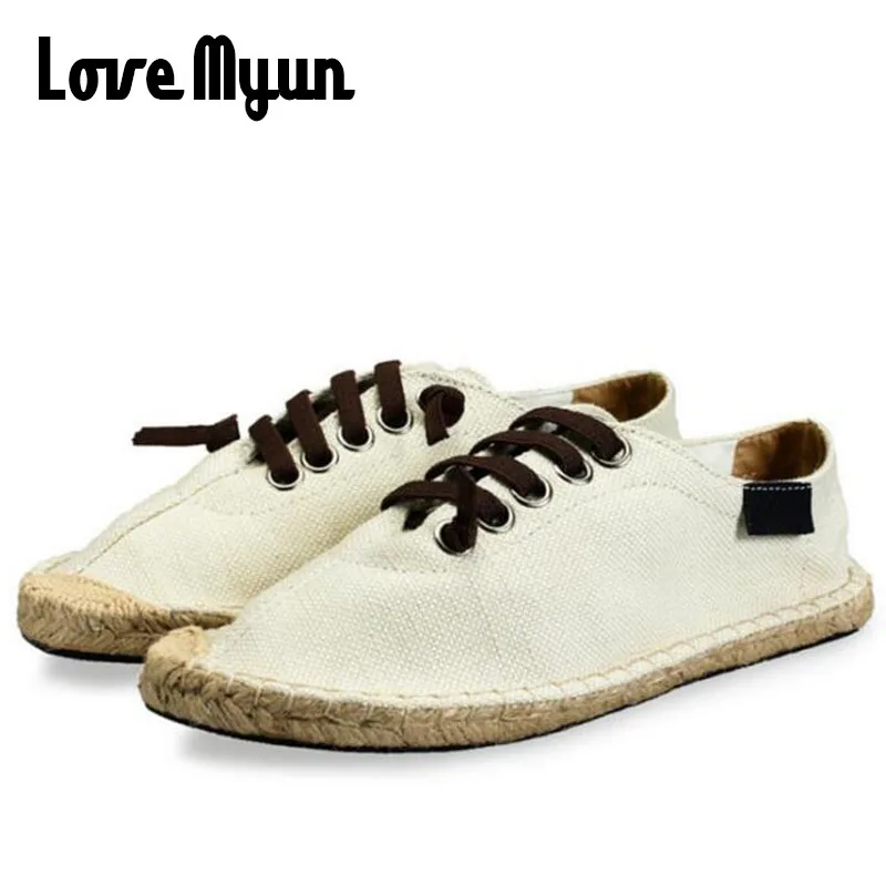 Fashion summer Boy men Espadrille Flats Shoes Black White Bule male casual Canvas Hemp Insole Fisherman Light Shoes II-09