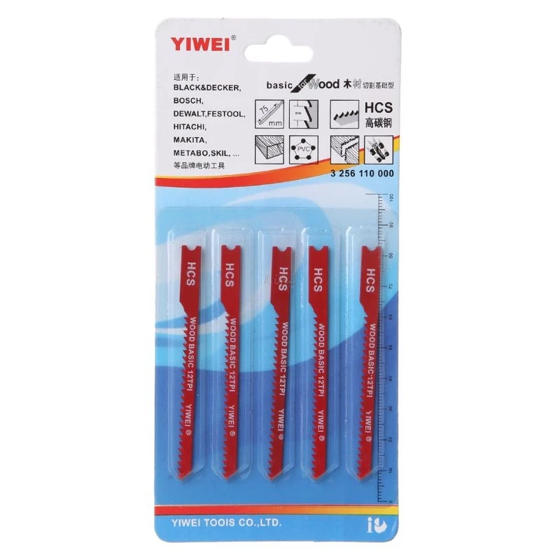 

5pcs Durable U-shank High Carbon Steel 12 TPI Reciprocating Saw Blade Cutter For Wood Jig Cutting