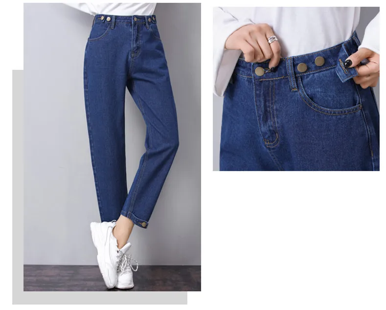 Большие размеры джинсы для мам джинсы для женщин в стиле бойфренд с высокой талией прямые штаны Свободные шаровары джинсовые штаны 5Xl 6Xl