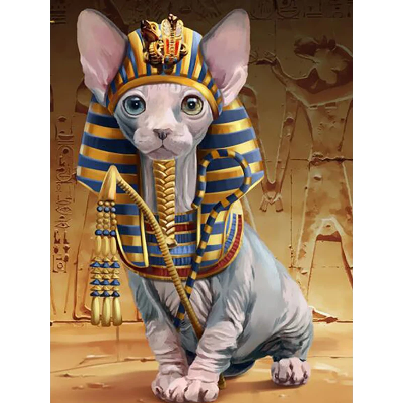 OLY 5D Diy Diamond painting Cat Pharaoh cross stitch Mosaic Rhinestones pictures Daimond Embroidery Sale | Дом и сад