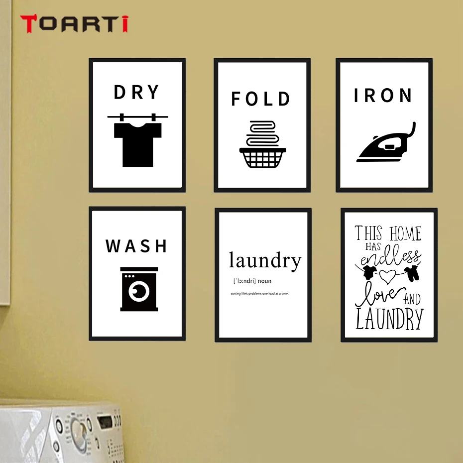 

Laundry room funny tips home decor modern canvas painting poster and prints fold iron wash dry wall art murals modular picture