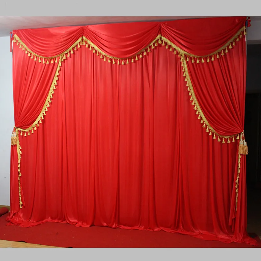 Ice Silk Wedding Party Backdrop Curtain with Top and Side Swag Wedding