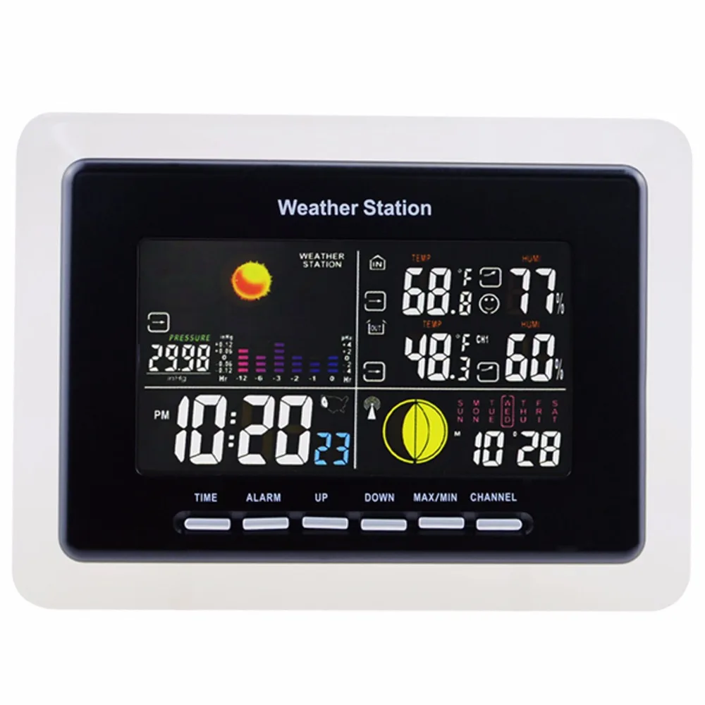  Weather Station + 3 Wireless Sensor 5 Weather Forecast LED Backlight Humidity Temperature DCF77 as  - 32871114059