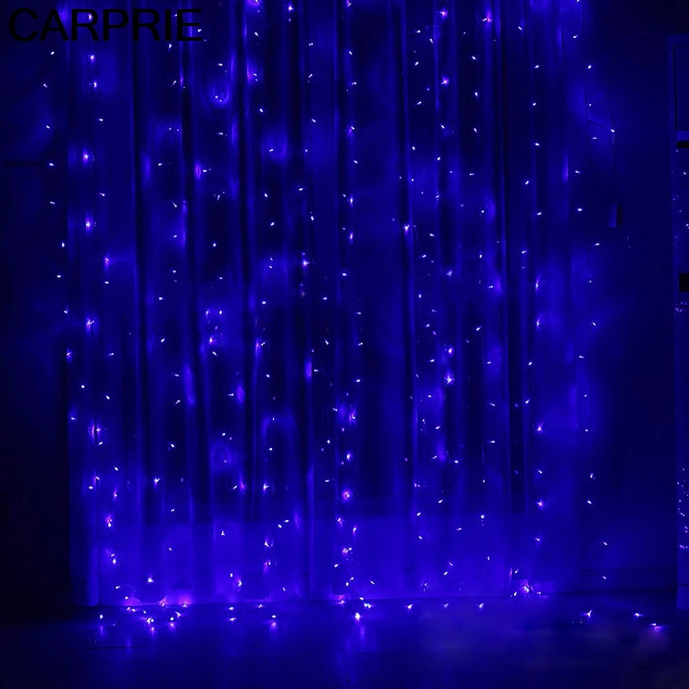 CARPRIE USB Curtain Lights 3m 300 LED 8 Modes with Control Christmas Parties Weddings Light Garlands Ball White Outdoor Wedding