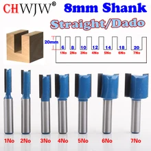 7PC 8mm Shank high quality Straight/Dado Router Bit Set 6,8,10,12,14,18,20mm Diameter Wood Cutting Tool – Chwjw