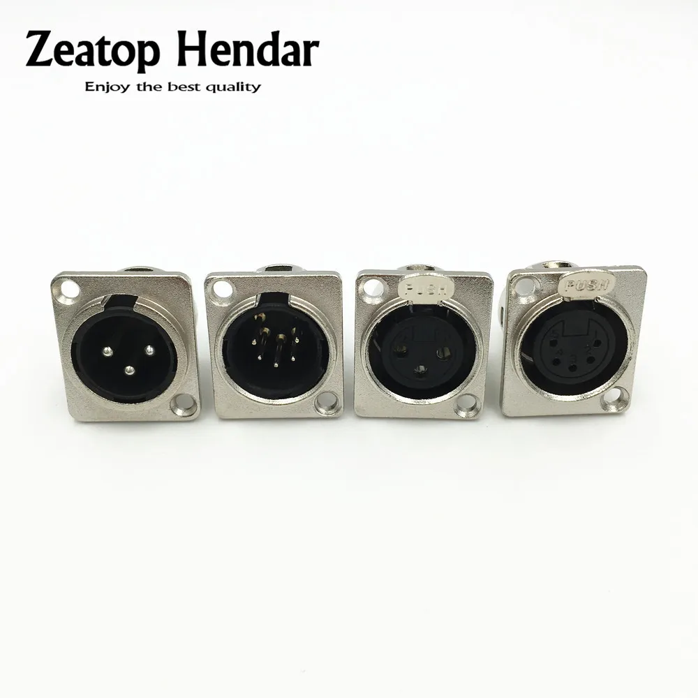 

1Pcs Metal 3 5 PIN XLR Male Female Chassis Connector Push-type XLR Panel Mount Wire Connector Audio Speaker Jack Socket